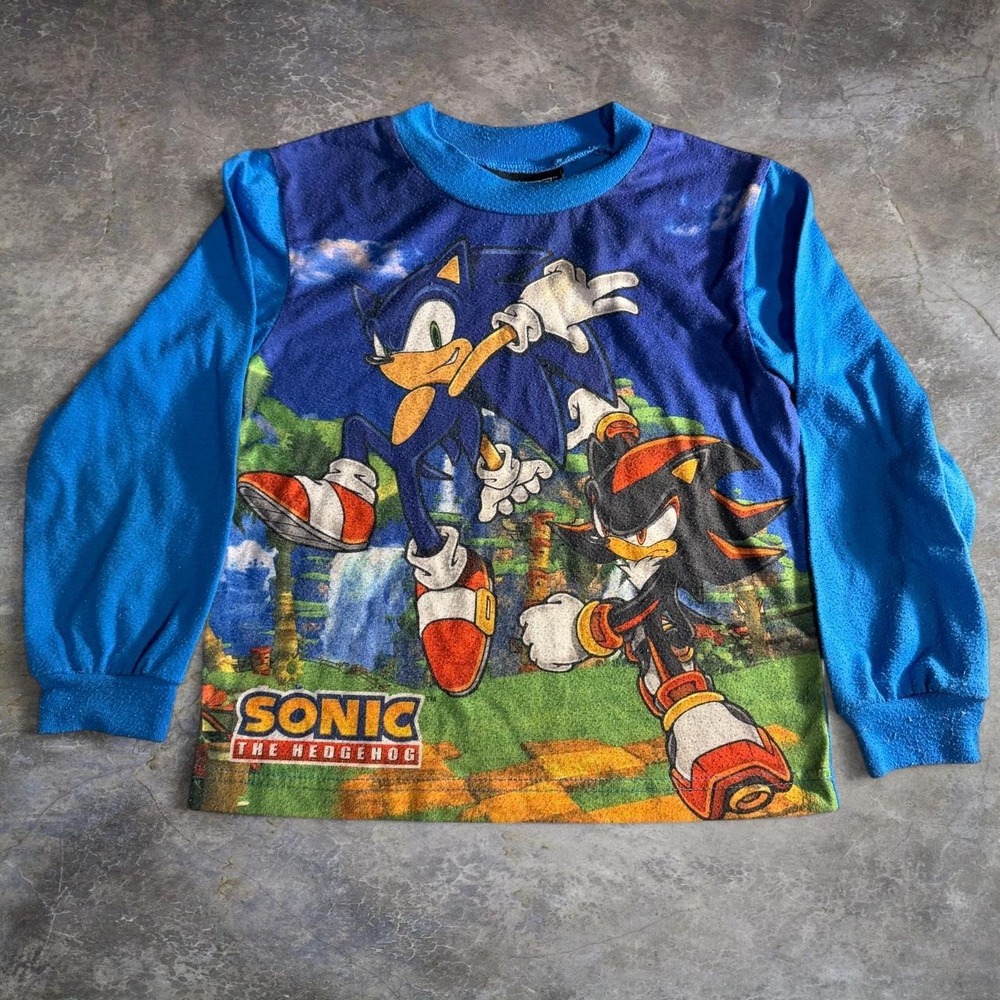 Sonic the Hedgehog Shadow All Over Graphic Blue Long Sleeve Shirt Kids